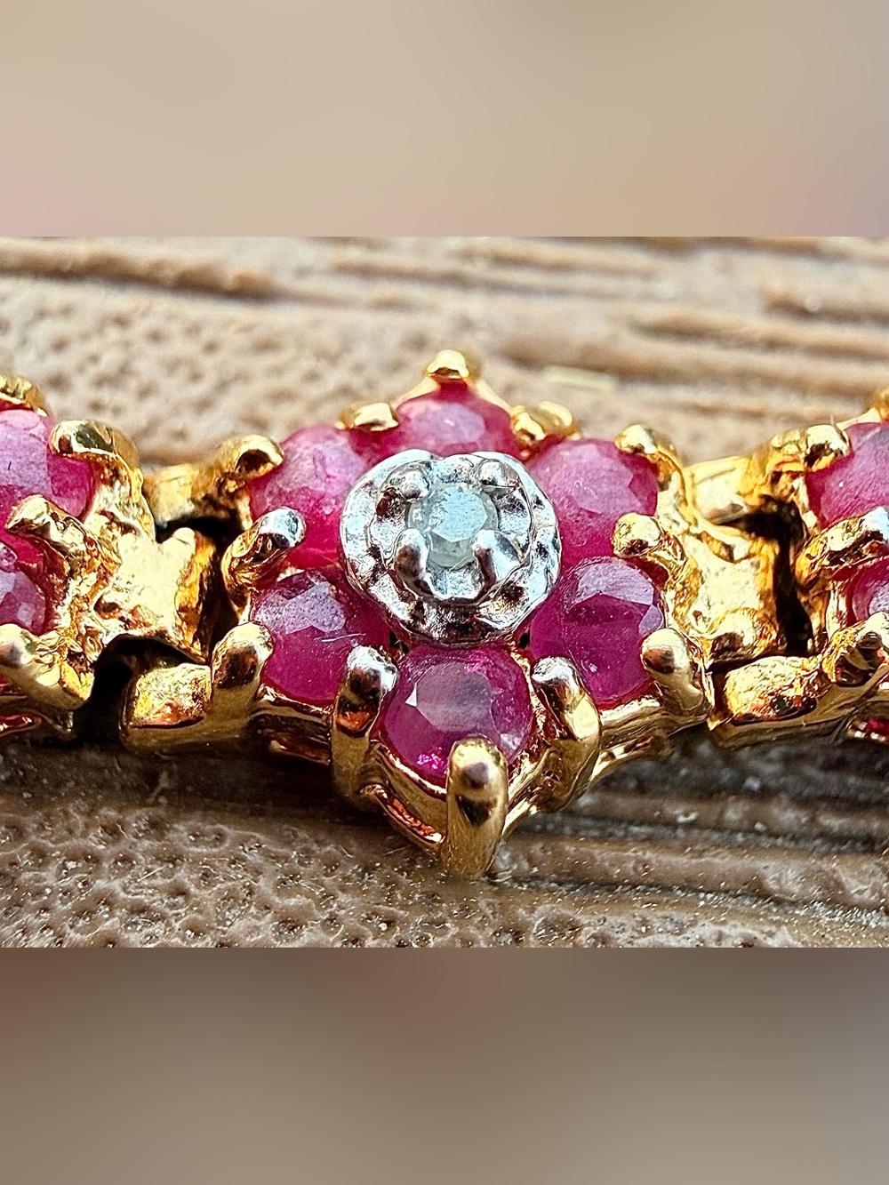 9 CTW AA Ruby & Diamond Bracelet 18K Gold Plated 7 Inch - Picture 4 of 12